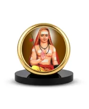 Car Dashboard/Table Top Adi Shankaracharya Metal Golden Photo Stand  2x2 Inches, Compact & Stylish Spiritual Display For Car, Home & Office (Pack Of 1) (F24596)