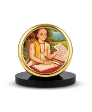 Car Dashboard/Table Top Saint Tulsidas Metal Golden Photo Stand  2x2 Inches, Compact & Stylish Spiritual Display For Car, Home & Office (Pack Of 1) (F24850)