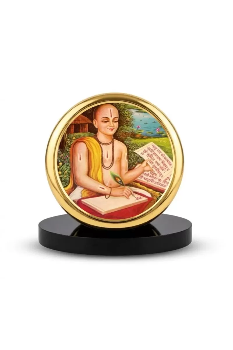 Car Dashboard/Table Top Saint Tulsidas Metal Golden Photo Stand  2x2 Inches, Compact & Stylish Spiritual Display For Car, Home & Office (Pack Of 1) (F24850)