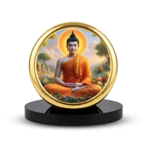 Car Dashboard/Table Top Gautama Buddha Metal Golden Photo Stand 2x2 Inches, Compact & Stylish Spiritual Display For Car, Home & Office (Pack Of 1) (F24860) Car Dashboard/Table Top Gautama Buddha Metal Golden Photo Stand 2x2 Inches, Compact & Stylish Spiritual Display For Car, Home & Office (Pack Of 1) (F24860)