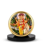 Car Dashboard/Table Top Lord Dattatreya Metal Golden Photo Stand  2x2 Inches, Compact & Stylish Spiritual Display For Car, Home & Office (Pack Of 1) (F24853)