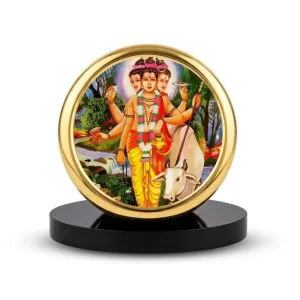 Car Dashboard/Table Top Lord Dattatreya Metal Golden Photo Stand 2x2 Inches, Compact & Stylish Spiritual Display For Car, Home & Office (Pack Of 1) (F24853) Car Dashboard/Table Top Lord Dattatreya Metal Golden Photo Stand 2x2 Inches, Compact & Stylish Spiritual Display For Car, Home & Office (Pack Of 1) (F24853)