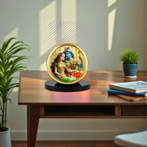 Car Dashboard/Table Top Radha Krishna Metal Golden Photo Stand 2x2 Inches, Compact & Stylish Spiritual Display For Car, Home & Office (Pack Of 1) (F24854) Car Dashboard/Table Top Radha Krishna Metal Golden Photo Stand 2x2 Inches, Compact & Stylish Spiritual Display For Car, Home & Office (Pack Of 1) (F24854)