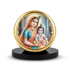 Car Dashboard/Table Top Yashoda And Krishna Metal Golden Photo Stand 2x2 Inches, Compact & Stylish Spiritual Display For Car, Home & Office (Pack Of 1) (F24855) Car Dashboard/Table Top Yashoda And Krishna Metal Golden Photo Stand 2x2 Inches, Compact & Stylish Spiritual Display For Car, Home & Office (Pack Of 1) (F24855)