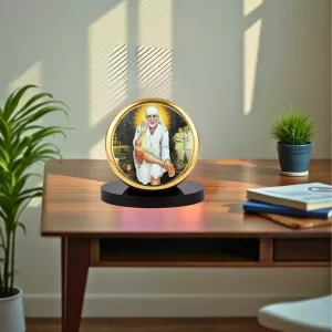 Car Dashboard/Table Top Sai Baba Metal Golden Photo Stand 2x2 Inches, Compact & Stylish Spiritual Display For Car, Home & Office (Pack Of 1) (F24601) Car Dashboard/Table Top Sai Baba Metal Golden Photo Stand 2x2 Inches, Compact & Stylish Spiritual Display For Car, Home & Office (Pack Of 1) (F24601)