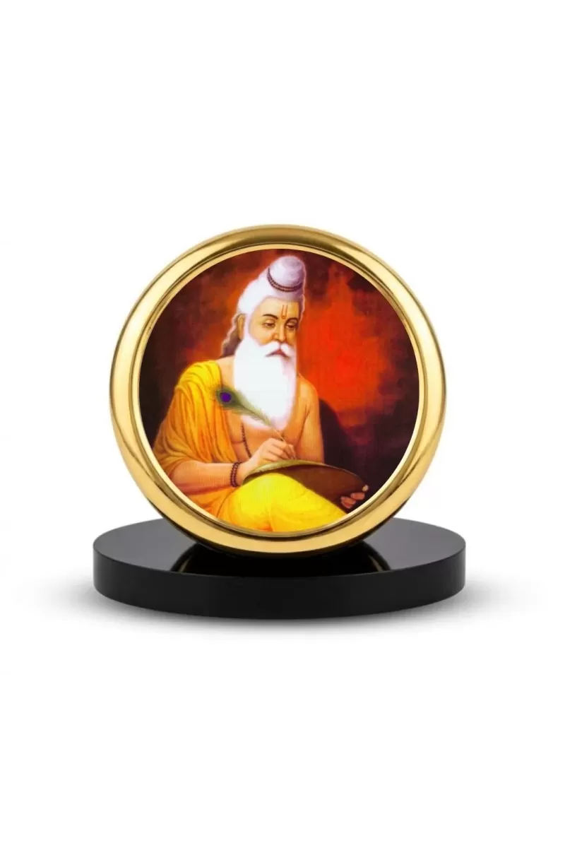 Car Dashboard/Table Top Valmiki Metal Golden Photo Stand  2x2 Inches, Compact & Stylish Spiritual Display For Car, Home & Office (Pack Of 1) (F24857)