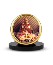 Car Dashboard/Table Top  A. C. Bhaktivedanta Swami Prabhupada Metal Golden Photo Stand  2x2 Inches, Compact & Stylish Spiritual Display For Car, Home & Office (Pack Of 1) (F24859)