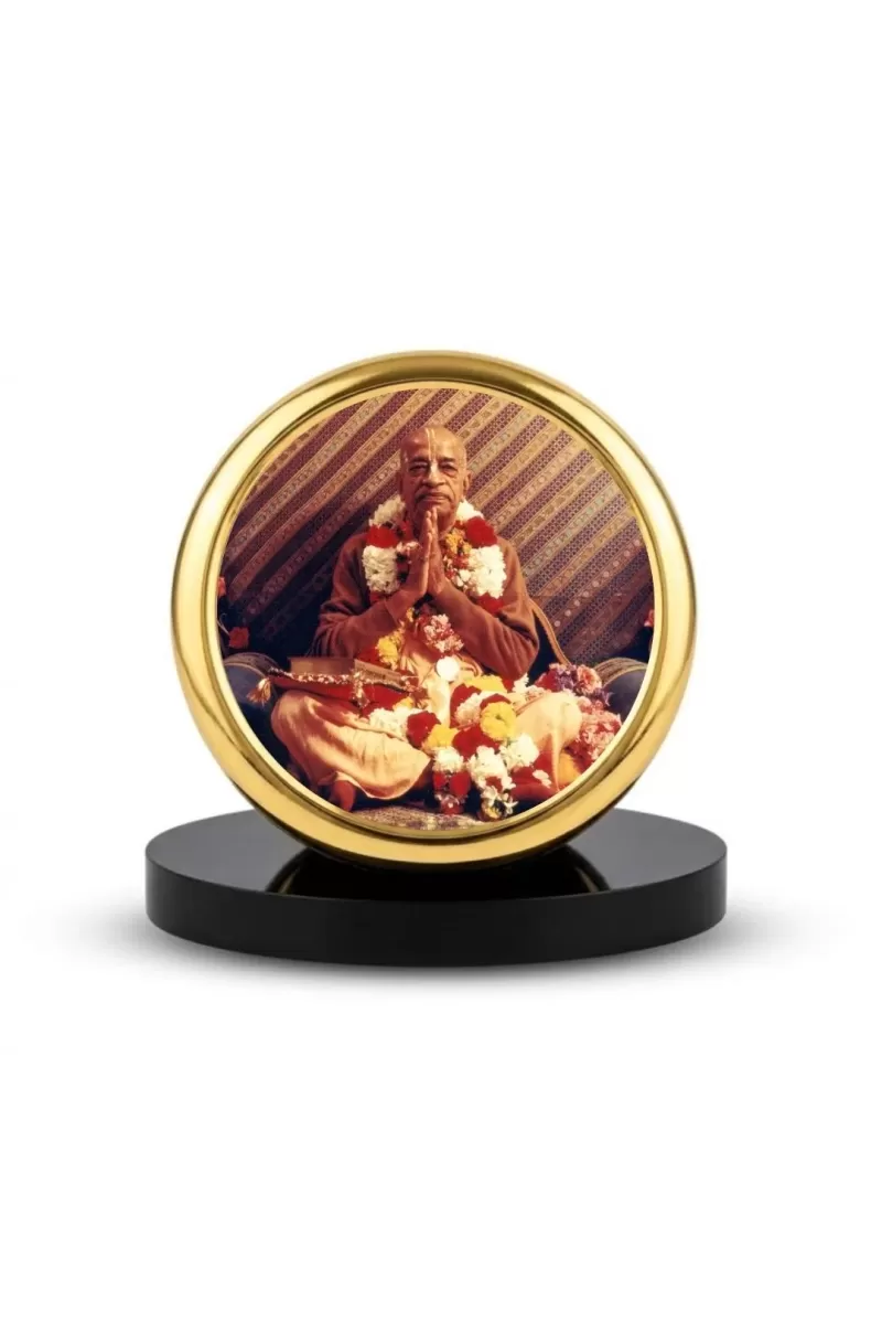 Car Dashboard/Table Top  A. C. Bhaktivedanta Swami Prabhupada Metal Golden Photo Stand  2x2 Inches, Compact & Stylish Spiritual Display For Car, Home & Office (Pack Of 1) (F24859)