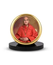 Car Dashboard/Table Top  Swami Avdheshanand Giri Metal Golden Photo Stand  2x2 Inches, Compact & Stylish Spiritual Display For Car, Home & Office (Pack Of 1) (F24605)