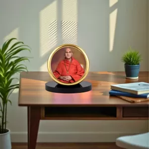 Car Dashboard/Table Top Swami Avdheshanand Giri Metal Golden Photo Stand 2x2 Inches, Compact & Stylish Spiritual Display For Car, Home & Office (Pack Of 1) (F24605) Car Dashboard/Table Top Swami Avdheshanand Giri Metal Golden Photo Stand 2x2 Inches, Compact & Stylish Spiritual Display For Car, Home & Office (Pack Of 1) (F24605)
