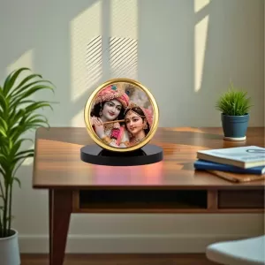 Car Dashboard/Table Top Radha Krishna Metal Golden Photo Stand 2x2 Inches, Compact & Stylish Spiritual Display For Car, Home & Office (Pack Of 1) (F24864) Car Dashboard/Table Top Radha Krishna Metal Golden Photo Stand 2x2 Inches, Compact & Stylish Spiritual Display For Car, Home & Office (Pack Of 1) (F24864)