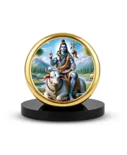 Car Dashboard/Table Top  Lord Shiva Metal Golden Photo Stand  2x2 Inches, Compact & Stylish Spiritual Display For Car, Home & Office (Pack Of 1) (F24862)