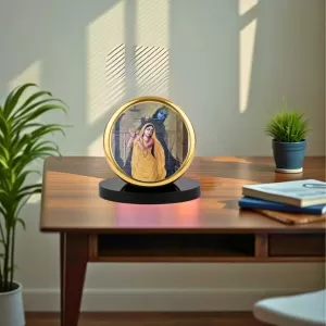 Car Dashboard/Table Top Lord Krishna And Meera Bai Metal Golden Photo Stand 2x2 Inches, Compact & Stylish Spiritual Display For Car, Home & Office (Pack Of 1) (F24607) Car Dashboard/Table Top Lord Krishna And Meera Bai Metal Golden Photo Stand 2x2 Inches, Compact & Stylish Spiritual Display For Car, Home & Office (Pack Of 1) (F24607)