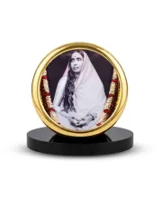 Car Dashboard/Table Top Sri Sarada Devi Metal Golden Photo Stand  2x2 Inches, Compact & Stylish Spiritual Display For Car, Home & Office (Pack Of 1) (F24609)
