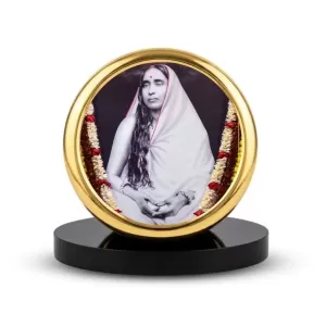 Car Dashboard/Table Top Sri Sarada Devi Metal Golden Photo Stand  2x2 Inches, Compact & Stylish Spiritual Display For Car, Home & Office (Pack Of 1) (F24609)