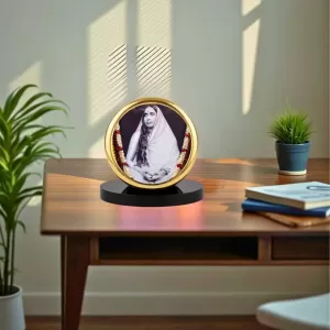 Car Dashboard/Table Top Sri Sarada Devi Metal Golden Photo Stand  2x2 Inches, Compact & Stylish Spiritual Display For Car, Home & Office (Pack Of 1) (F24609)