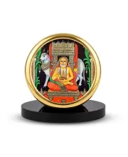 Car Dashboard/Table Top  Raghavendra Swamy Metal Golden Photo Stand  2x2 Inches, Compact & Stylish Spiritual Display For Car, Home & Office (Pack Of 1) (F24611)