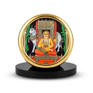 Car Dashboard/Table Top Raghavendra Swamy Metal Golden Photo Stand 2x2 Inches, Compact & Stylish Spiritual Display For Car, Home & Office (Pack Of 1) (F24611) Car Dashboard/Table Top Raghavendra Swamy Metal Golden Photo Stand 2x2 Inches, Compact & Stylish Spiritual Display For Car, Home & Office (Pack Of 1) (F24611)