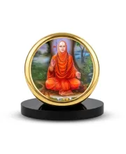 Car Dashboard/Table Top Shri Narasimha Saraswati Swami Maharaj Metal Golden Photo Stand  2x2 Inches, Compact & Stylish Spiritual Display For Car, Home & Office (Pack Of 1) (F24612)