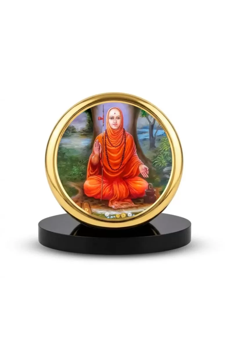 Car Dashboard/Table Top Shri Narasimha Saraswati Swami Maharaj Metal Golden Photo Stand  2x2 Inches, Compact & Stylish Spiritual Display For Car, Home & Office (Pack Of 1) (F24612)