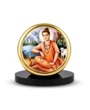 Car Dashboard/Table Top  Sripada Srivallabha Metal Golden Photo Stand  2x2 Inches, Compact & Stylish Spiritual Display For Car, Home & Office (Pack Of 1) (F24613)