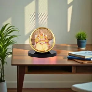 Car Dashboard/Table Top H.H. Gopal Krishna Goswami Maharaja Metal Golden Photo Stand 2x2 Inches, Compact & Stylish Spiritual Display For Car, Home & Office (Pack Of 1) (F24630) Car Dashboard/Table Top H.H. Gopal Krishna Goswami Maharaja Metal Golden Photo Stand 2x2 Inches, Compact & Stylish Spiritual Display For Car, Home & Office (Pack Of 1) (F24630)