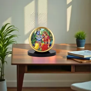 Car Dashboard/Table Top Radha Krishna Metal Golden Photo Stand 2x2 Inches, Compact & Stylish Spiritual Display For Car, Home & Office (Pack Of 1) (F24627) Car Dashboard/Table Top Radha Krishna Metal Golden Photo Stand 2x2 Inches, Compact & Stylish Spiritual Display For Car, Home & Office (Pack Of 1) (F24627)