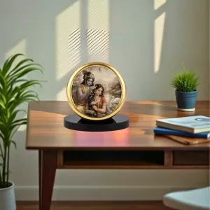 Car Dashboard/Table Top Radha Krishna Metal Golden Photo Stand 2x2 Inches, Compact & Stylish Spiritual Display For Car, Home & Office (Pack Of 1) (F24626) Car Dashboard/Table Top Radha Krishna Metal Golden Photo Stand 2x2 Inches, Compact & Stylish Spiritual Display For Car, Home & Office (Pack Of 1) (F24626)