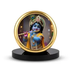 Car Dashboard/Table Top Lord Krishna Metal Golden Photo Stand 2x2 Inches, Compact & Stylish Spiritual Display For Car, Home & Office (Pack Of 1) (F24623) Car Dashboard/Table Top Lord Krishna Metal Golden Photo Stand 2x2 Inches, Compact & Stylish Spiritual Display For Car, Home & Office (Pack Of 1) (F24623)