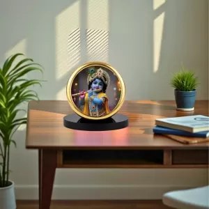 Car Dashboard/Table Top Lord Krishna Metal Golden Photo Stand 2x2 Inches, Compact & Stylish Spiritual Display For Car, Home & Office (Pack Of 1) (F24623) Car Dashboard/Table Top Lord Krishna Metal Golden Photo Stand 2x2 Inches, Compact & Stylish Spiritual Display For Car, Home & Office (Pack Of 1) (F24623)