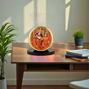 Car Dashboard/Table Top Radha And Krishna Metal Golden Photo Stand 2x2 Inches, Compact & Stylish Spiritual Display For Car, Home & Office (Pack Of 1) (F24620) Car Dashboard/Table Top Radha And Krishna Metal Golden Photo Stand 2x2 Inches, Compact & Stylish Spiritual Display For Car, Home & Office (Pack Of 1) (F24620)
