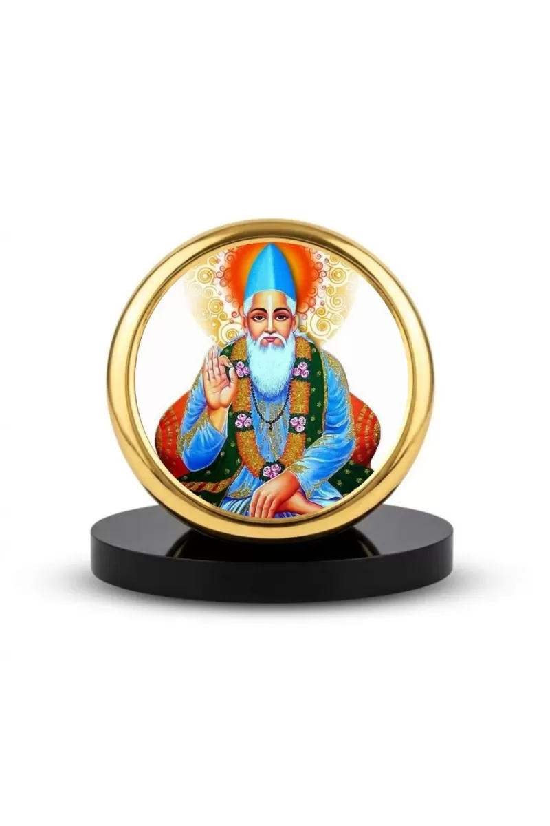 Car Dashboard/Table Top  Sant Kabir Das Metal Golden Photo Stand  2x2 Inches, Compact & Stylish Spiritual Display For Car, Home & Office (Pack Of 1) (F24614)