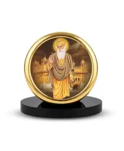 Car Dashboard/Table Top  Guru Nanak Dev Ji Metal Golden Photo Stand  2x2 Inches, Compact & Stylish Spiritual Display For Car, Home & Office (Pack Of 1) (F24615)