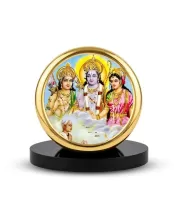 Car Dashboard/Table Top Eternal Ram Darbar: Sita, Ram, Lakshman, And Hanuman  Metal Golden Photo Stand &acirc;&euro;&ldquo; 2x2 Inches, Compact & Stylish Spiritual Display For Car, Home & Office (Pack Of 1) (F24616)