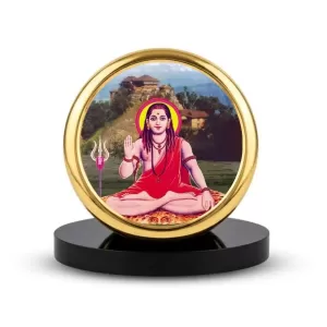 Car Dashboard/Table Top Guru Gorakhnath Metal Golden Photo Stand 2x2 Inches, Compact & Stylish Spiritual Display For Car, Home & Office (Pack Of 1) (F24617) Car Dashboard/Table Top Guru Gorakhnath Metal Golden Photo Stand 2x2 Inches, Compact & Stylish Spiritual Display For Car, Home & Office (Pack Of 1) (F24617)