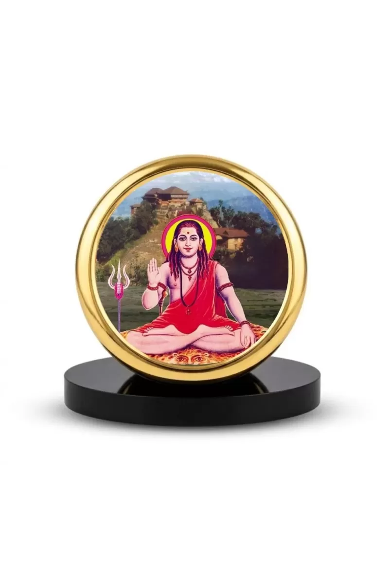 Car Dashboard/Table Top  Guru Gorakhnath Metal Golden Photo Stand  2x2 Inches, Compact & Stylish Spiritual Display For Car, Home & Office (Pack Of 1) (F24617)
