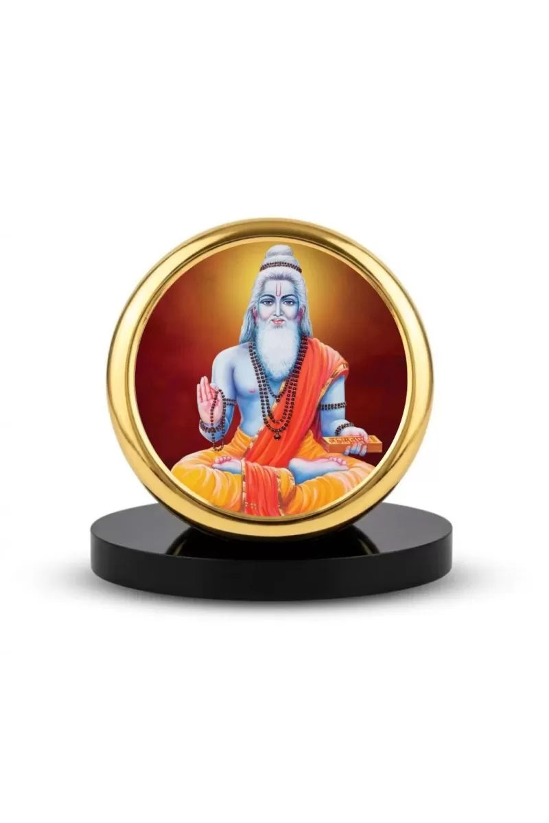 Car Dashboard/Table Top Veda Vyasa Metal Golden Photo Stand  2x2 Inches, Compact & Stylish Spiritual Display For Car, Home & Office (Pack Of 1) (F24631)
