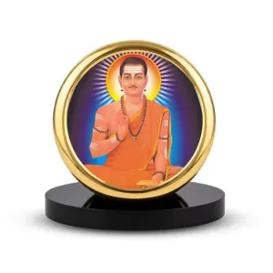 Car Dashboard/Table Top Shri Jagat Jyothi Basaveshwara Metal Golden Photo Stand  2x2 Inches, Compact & Stylish Spiritual Display For Car, Home & Office (Pack Of 1) (F24632)