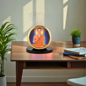 Car Dashboard/Table Top Shri Jagat Jyothi Basaveshwara Metal Golden Photo Stand  2x2 Inches, Compact & Stylish Spiritual Display For Car, Home & Office (Pack Of 1) (F24632)