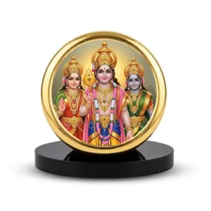 Car Dashboard/Table Top Lord Murugan With Goddess Valli And Devasena.  Metal Golden Photo Stand  2x2 Inches, Compact & Stylish Spiritual Display For Car, Home & Office (Pack Of 1) (F24635)