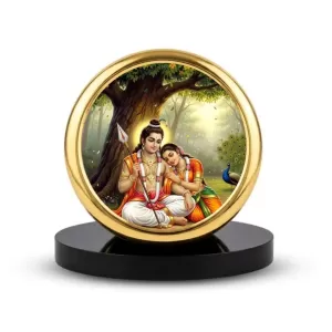 Car Dashboard/Table Top Lord Murugan And His Consort Valli Metal Golden Photo Stand 2x2 Inches, Compact & Stylish Spiritual Display For Car, Home & Office (Pack Of 1) (F24637) Car Dashboard/Table Top Lord Murugan And His Consort Valli Metal Golden Photo Stand 2x2 Inches, Compact & Stylish Spiritual Display For Car, Home & Office (Pack Of 1) (F24637)