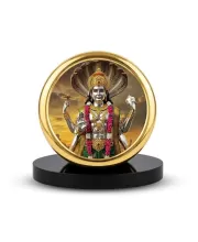 Car Dashboard/Table Top Lord Vishnu Metal Golden Photo Stand  2x2 Inches, Compact & Stylish Spiritual Display For Car, Home & Office (Pack Of 1) (F24640)