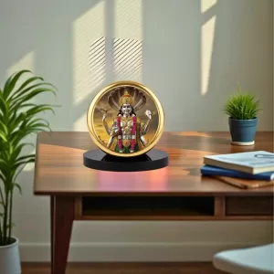 Car Dashboard/Table Top Lord Vishnu Metal Golden Photo Stand  2x2 Inches, Compact & Stylish Spiritual Display For Car, Home & Office (Pack Of 1) (F24640)