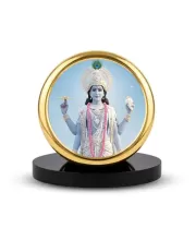 Car Dashboard/Table Top Lord Vishnu Metal Golden Photo Stand  2x2 Inches, Compact & Stylish Spiritual Display For Car, Home & Office (Pack Of 1) (F24641)