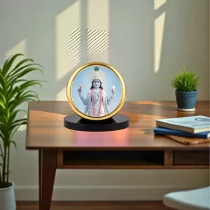 Car Dashboard/Table Top Lord Vishnu Metal Golden Photo Stand  2x2 Inches, Compact & Stylish Spiritual Display For Car, Home & Office (Pack Of 1) (F24641)
