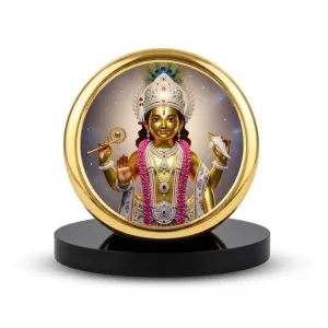 Car Dashboard/Table Top Lord Vishnu Metal Golden Photo Stand  2x2 Inches, Compact & Stylish Spiritual Display For Car, Home & Office (Pack Of 1) (F24642)