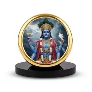 Car Dashboard/Table Top Lord Vishnu Metal Golden Photo Stand 2x2 Inches, Compact & Stylish Spiritual Display For Car, Home & Office (Pack Of 1) (F24645) Car Dashboard/Table Top Lord Vishnu Metal Golden Photo Stand 2x2 Inches, Compact & Stylish Spiritual Display For Car, Home & Office (Pack Of 1) (F24645)