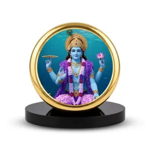 Car Dashboard/Table Top Lord Vishnu Metal Golden Photo Stand 2x2 Inches, Compact & Stylish Spiritual Display For Car, Home & Office (Pack Of 1) (F24646) Car Dashboard/Table Top Lord Vishnu Metal Golden Photo Stand 2x2 Inches, Compact & Stylish Spiritual Display For Car, Home & Office (Pack Of 1) (F24646)