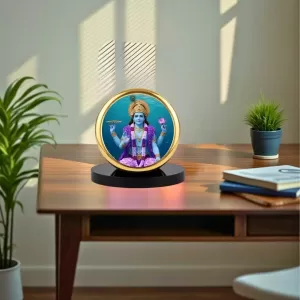 Car Dashboard/Table Top Lord Vishnu Metal Golden Photo Stand 2x2 Inches, Compact & Stylish Spiritual Display For Car, Home & Office (Pack Of 1) (F24646) Car Dashboard/Table Top Lord Vishnu Metal Golden Photo Stand 2x2 Inches, Compact & Stylish Spiritual Display For Car, Home & Office (Pack Of 1) (F24646)