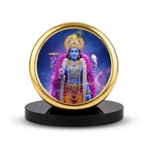 Car Dashboard/Table Top Lord Vishnu Metal Golden Photo Stand 2x2 Inches, Compact & Stylish Spiritual Display For Car, Home & Office (Pack Of 1) (F24647) Car Dashboard/Table Top Lord Vishnu Metal Golden Photo Stand 2x2 Inches, Compact & Stylish Spiritual Display For Car, Home & Office (Pack Of 1) (F24647)